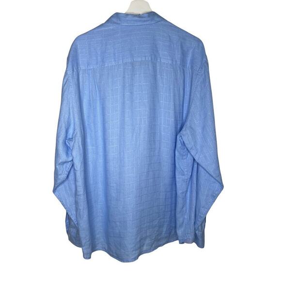 Tommy Bahamas 100% Linen Grid Blue Button Down Shirt Men's Size XL - Picture 8 of 9